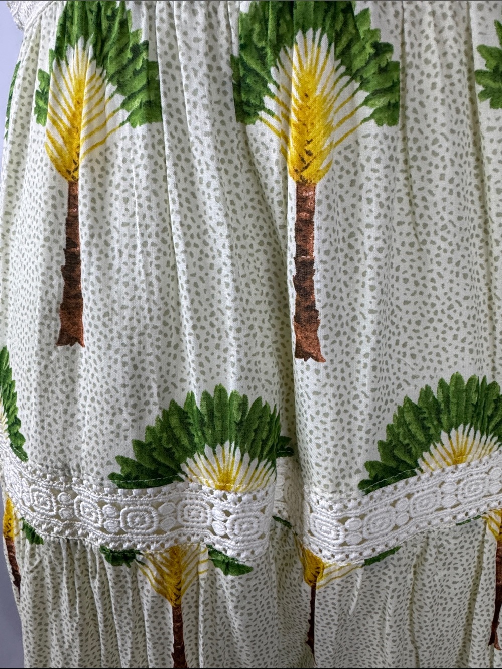 New Calypso St. Barth Cream Maxi Dress with Green & Yellow Palm Print size M - Picture 8 of 8